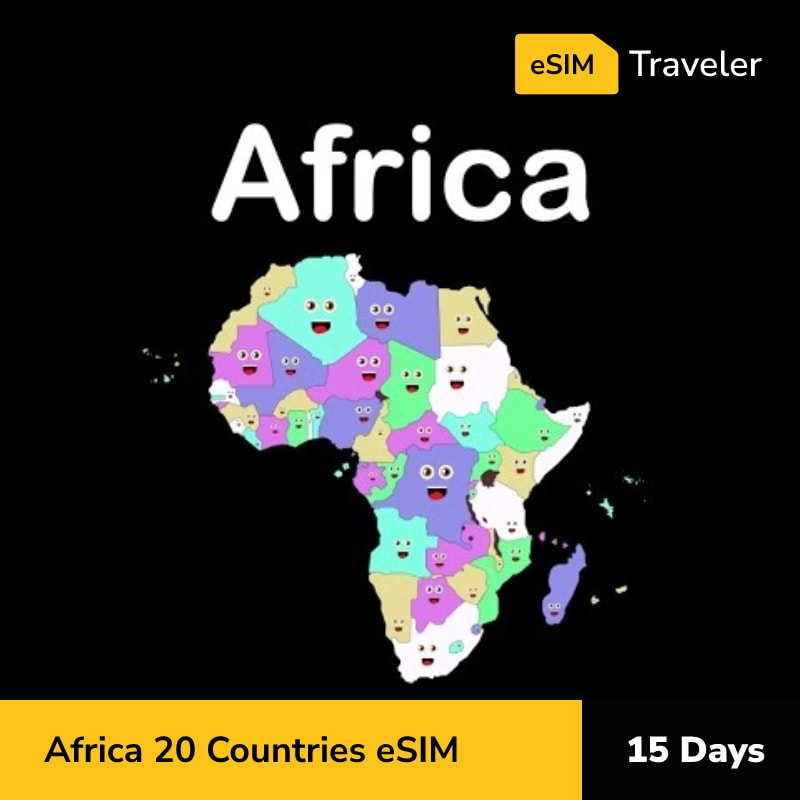 Africa 20 Countries eSIM card for travel - 15Days | 1-30GB Data Plans-eSIM Traveler