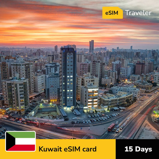 🇰🇼 Kuwait eSIM card for travel - 15Days | 1-30GB Data Plans-eSIM Traveler