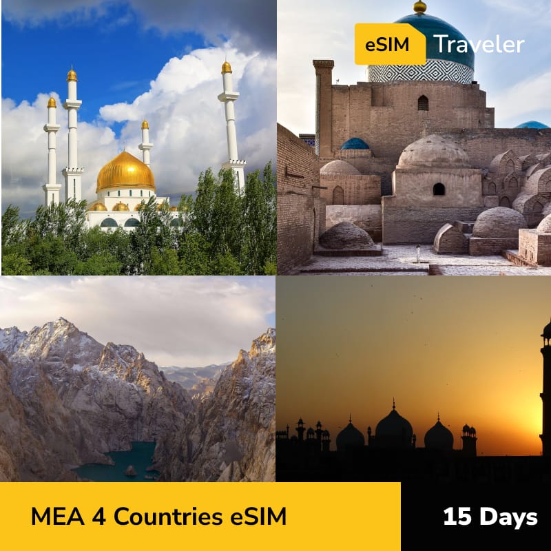 MEA 4 Countries eSIM card for travel - 15Days | 1-30GB Data Plans-eSIM Traveler