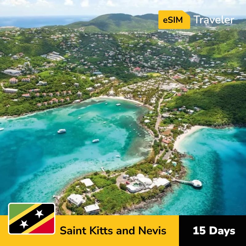 🇰🇳 Saint Kitts and Nevis eSIM card for travel - 15Days | 1-30GB Data Plans-eSIM Traveler