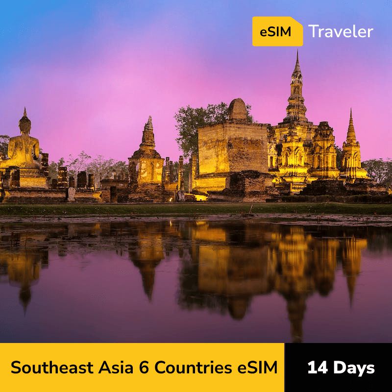 Southeast Asia 6 Countries eSIM card for travel - 14Days | 1-30GB Data Plans-eSIM Traveler