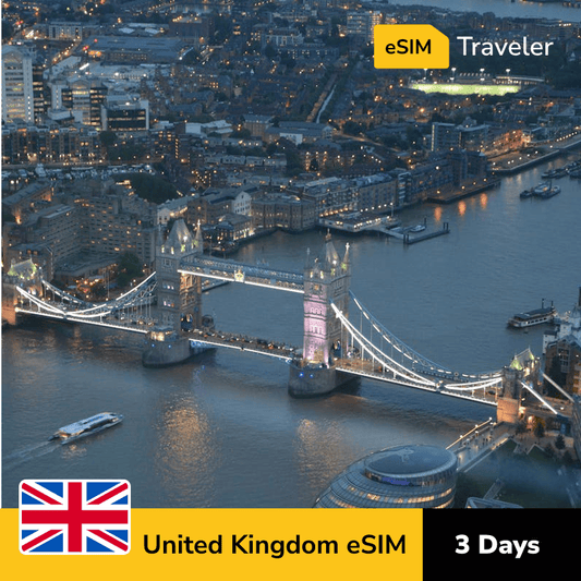 🇬🇧 United Kingdom eSIM card for travel - 3Days | 1-30GB Data Plans-eSIM Traveler